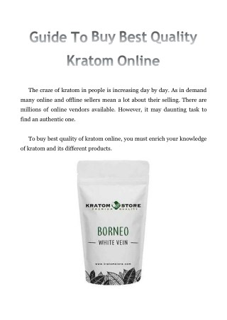 Guide To Buy Best Quality Kratom Online
