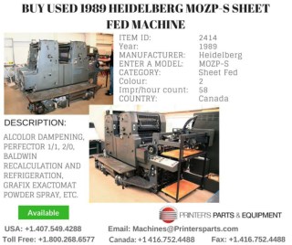 Buy Used 1989 MOZP-S Heidelberg Printing Machine