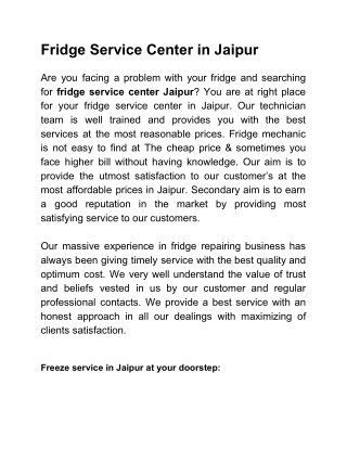 fridge service center in jaipur