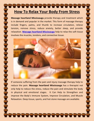 How to relax your body from the stress| Massage heartland Mississauga