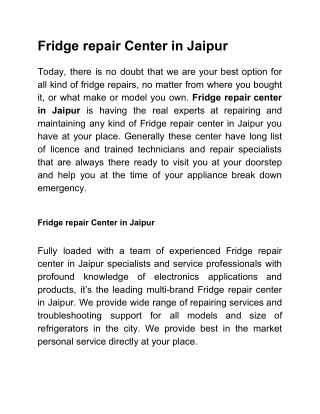fridge repair center in jaipur