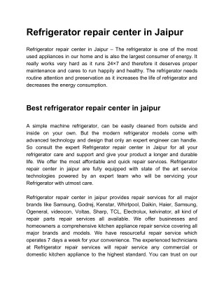 refrigerator repair center in jaipur