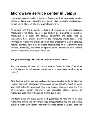 microwave service center in jaipur