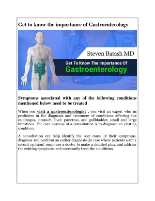 Get to know the importance of Gastroenterology