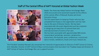 Staff of The Central Office of AAFT Honored at Global Fashion Week