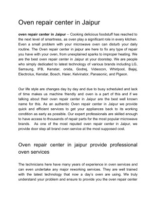 oven repair center in Jaipur
