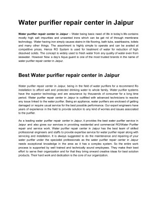 water purifier repair center in Jaipur