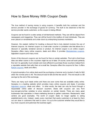 How to Save Money With Coupon Deals