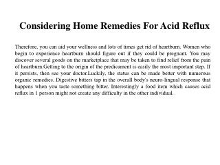 Considering Home Remedies For Acid Reflux