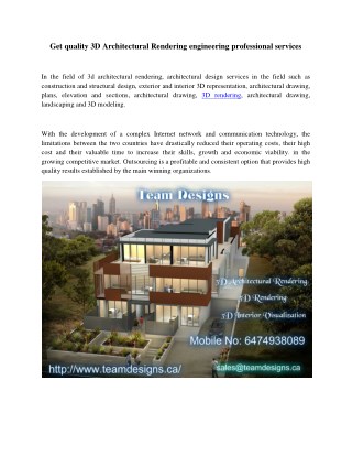 Get quality 3D Architectural Rendering engineering professional services