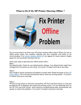 What to Do if My HP Printer Showing Offline ?