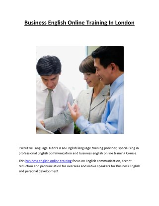 Business English Online Training In London