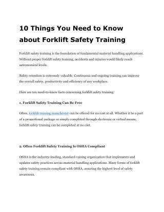 10 things you need to know about forklift safety training