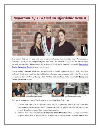 Important Tips To Find An Affordable Dentist