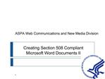 Creating Section 508 Compliant Microsoft Word Documents II