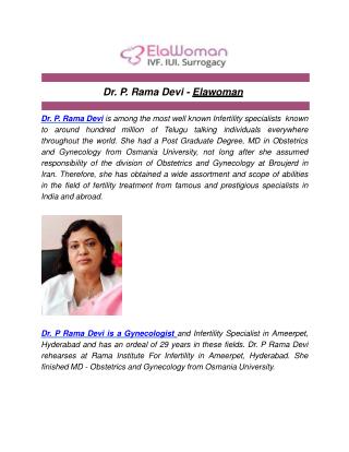Dr. P. Rama Devi - Elawoman