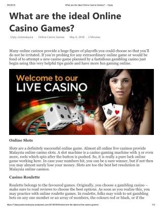 What are the ideal Online Casino Games?