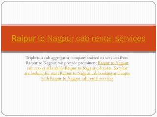 Raipur to Nagpur cab rental services