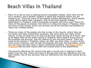 Beach Villas In Thailand