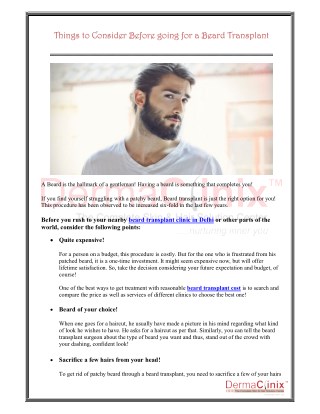 Things to Consider Before going for a Beard Transplant