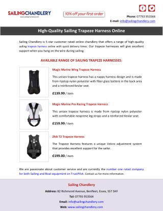 High-Quality Sailing Trapeze Harness Online