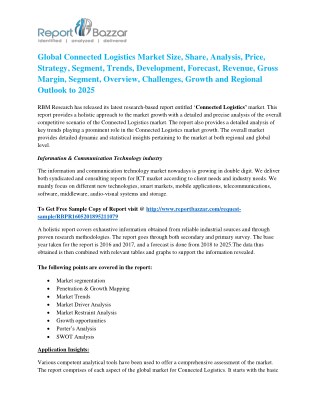 Connected Logistics Market 2018 â€“ Industry Analysis, Size, Share, Strategies and Forecast to 2025