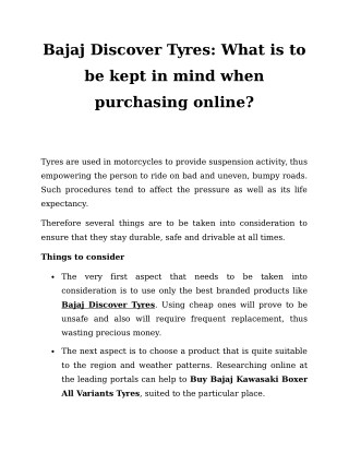 Bajaj discover tyres: what is to be kept in mind when purchasing online?
