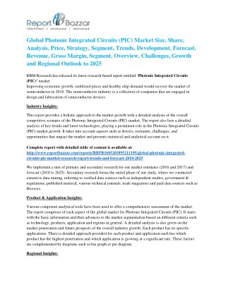 Photonic Integrated Circuits (PIC) Market | 2018 Industry Key Players By Size, Share, Growth, Trends, Forecast 2025