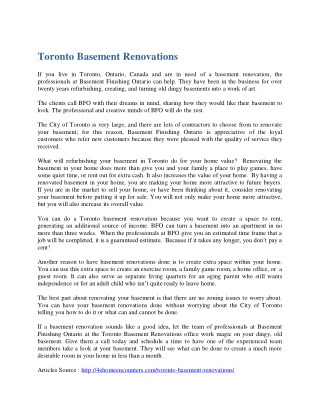 Toronto Basement Renovations