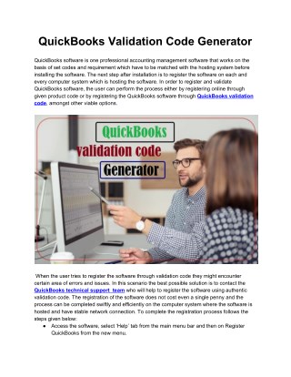 QuickBooks Validation Code Generator