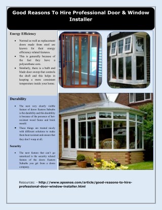 Good reasons to hire professional door & window installer