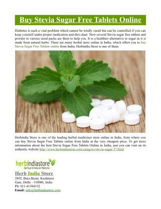 Buy Stevia Sugar Free Tablets Online