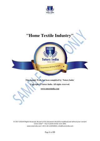 Business Plan Secondary Data Research Dissertation - Home Textile Industry