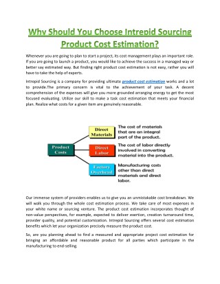 Why should you choose intrepid sourcing product cost estimation?