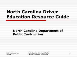 North Carolina Driver Education Resource Guide