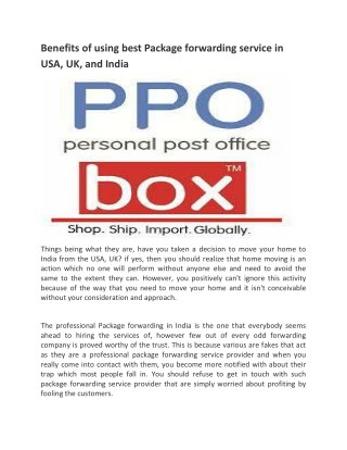 Benefits of using best Package forwarding service in USA, UK, and India