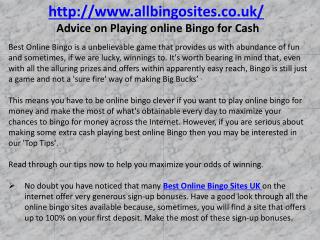 Advice on Playing online Bingo for Cash