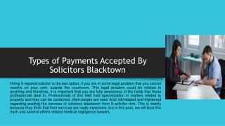 Types of Payments Accepted By Solicitors Blacktown