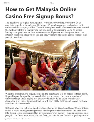 How to Get Malaysia Online Casino Free Signup Bonus?