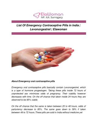 List Of Emergency Contraceptive Pills in India | Levonorgestrel | Elawoman