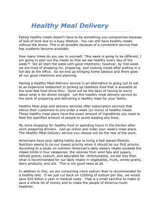 Healthy Meal Delivery