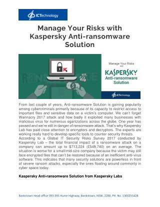 Manage Your Risks with Kaspersky Anti-ransomware Solution
