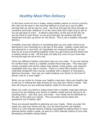 Healthy Meal Plan Delivery