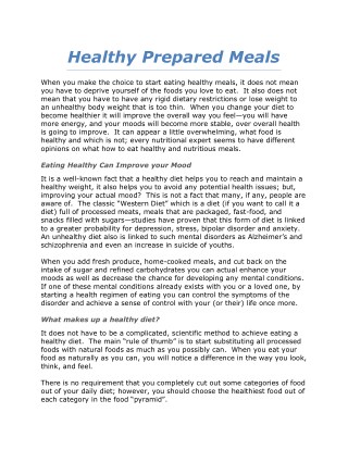 Healthy Prepared Meals