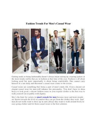 Fashion Trends For Menâ€™s Casual Wear