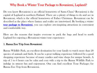 Why Book a Winter Tour Package to Rovaniemi, Lapland?