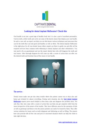 Looking for dental implant Melbourne? Check this