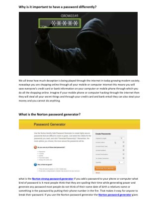 What is the Norton password generator