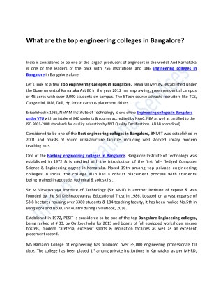 What are the top engineering colleges in Bangalore?