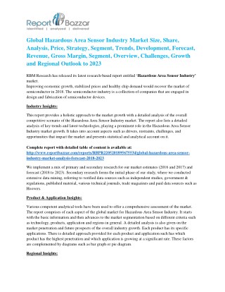 Hazardous Area Sensor Market 2018 â€“ Industry Analysis, Size, Share, Strategies and Forecast to 2023